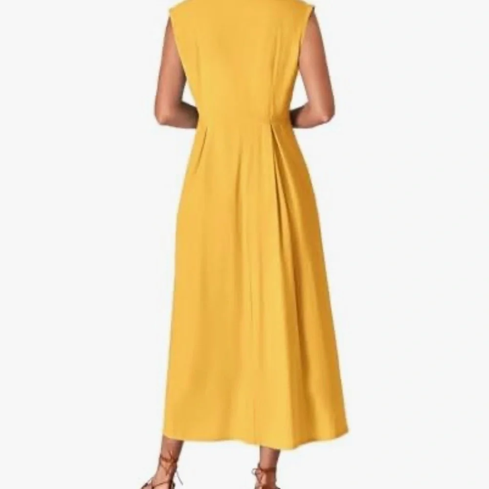 Amazon Essentials Yellow Pleated Midi Sundress